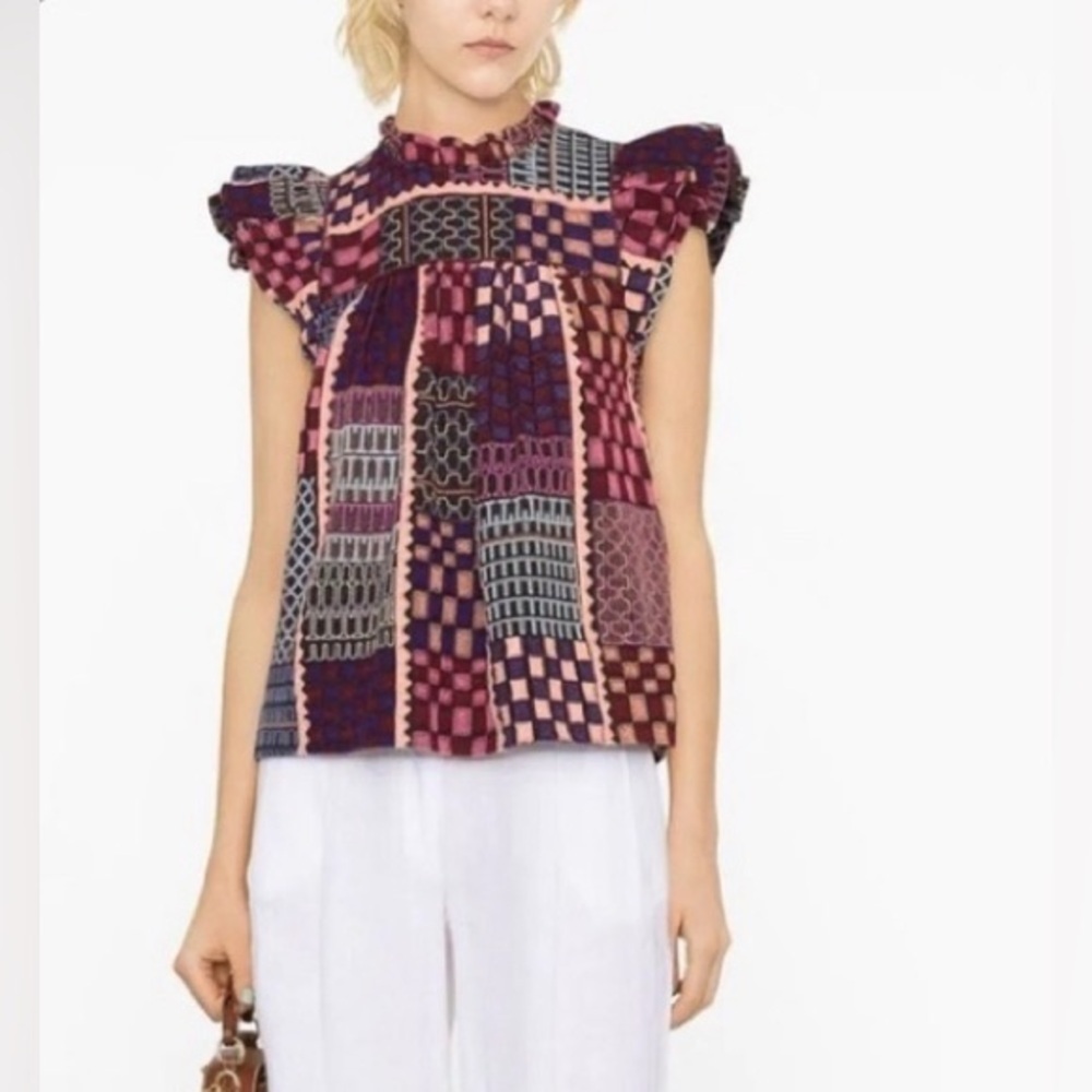 Ulla Johnson Nanna Patchwork Pattern Top Size Xxs… - image 5